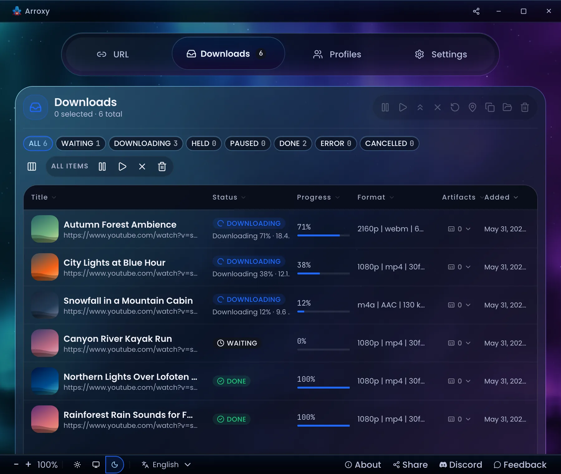 Parallel download queue — Several downloads at once with live progress