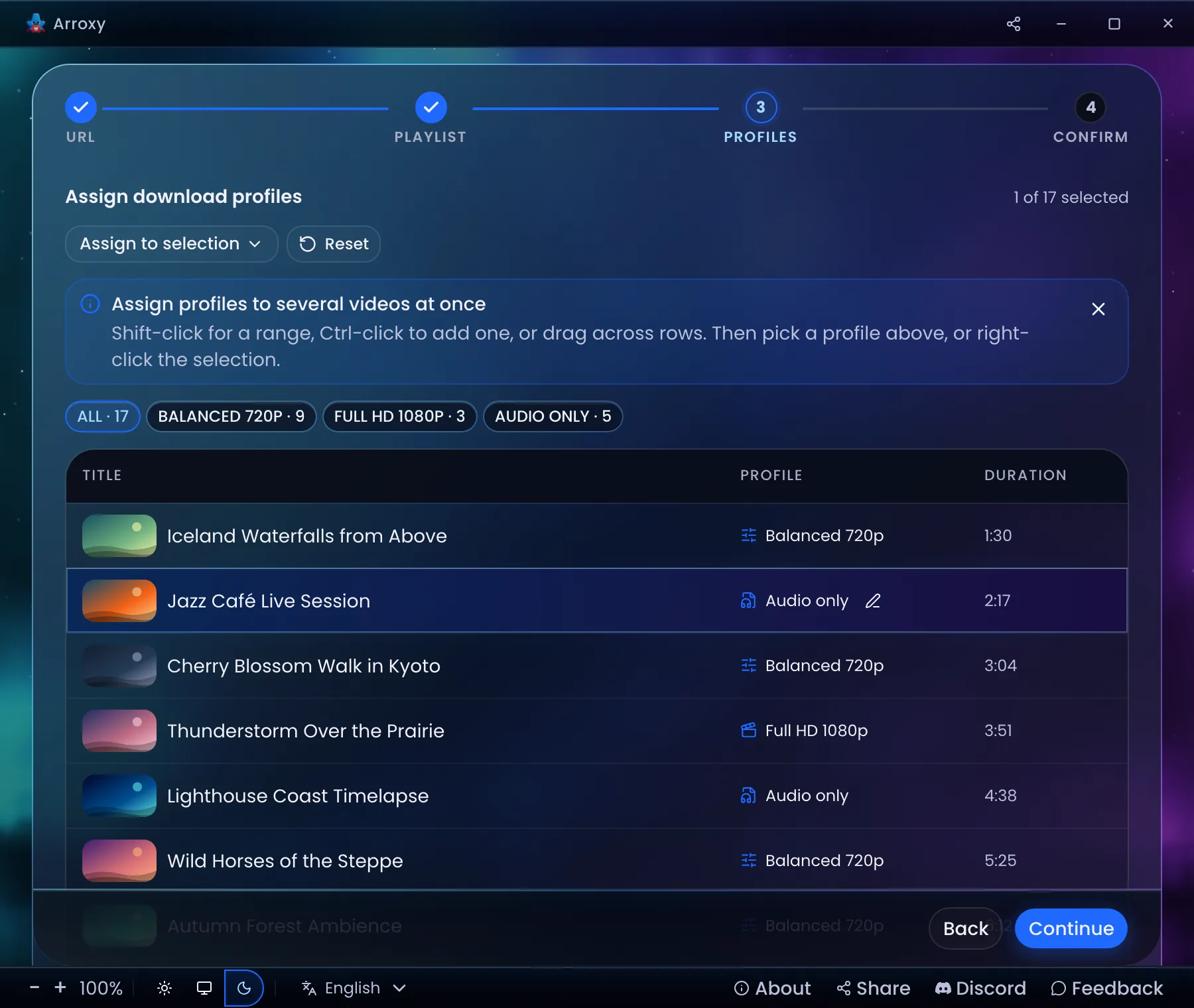 Per-item playlist profiles — Give each video its own profile — archive some in 4K, grab the rest as MP3